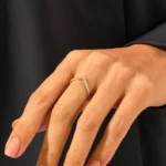 天然鑽石深曲線戒指 | 女士密鑲疊層戒指 | V形嵌套戒指