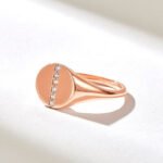 Pave Natural Diamond Line Signet Ring in 14k Solid Gold: Unique Pinky Ring for Women - Image 6