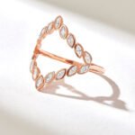 Bezel Natural Diamond Split Marquise Ring | Unique Initial Finger Ring For Women - Image 6