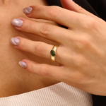 14K Solid Gold Moss Agate Solitaire Ring - Image 3