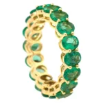 18K Solid Gold Emerald Eternity Band Ring