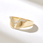Natural Diamond Tiara Nesting Band: 18K Solid Gold Wide Cigar Ring Guard for Women - Image 4