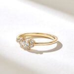 0.30ctw Natural Diamond Cluster Engagement Ring: 18k Minimalist Solid Gold Promise Ring - Image 5