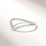 Natural Diamond Deep Curve Ring | Pave Stack Ring for Women | V Shaped Nesting Ring - Image 5