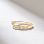 Channel Set Natural Diamond Bypass Ring: Elegant 18k Gold Wedding Ring for Women - Image 4