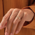 Pave Diamond Curved Wedding Band | 18K Solid Gold Contour Ring for Women