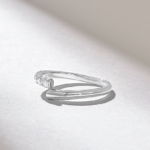 Pave Bypass Wedding Ring, 14k Solid Gold Stacking Wrap Ring for Women - Image 4