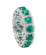 18K Solid Gold Natural Emerald Diamond Eternity Band - Image 3