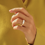 Emerald Cut Natural Diamond Wedding Ring: Dainty 5 Stone Band for Women - Image 3