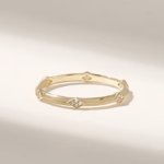 18k Gold Rhombus Wedding Band: Slim Natural Diamond Stacking Ring, Dainty Alliance Ring - Image 4
