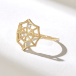 Natural Diamond Spider Web Ring | 18K Solid Gold Statement Ring | Vintage Boho Gothic - Image 4