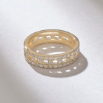 18k Open Squares Pave Wedding Band: Iced Out Diamond Full Eternity Matching Band - Image 7