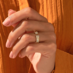 天然鑽石開口結婚戒指，18k 女士袖口戒指，環繞式開口戒指