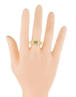 14K Solid Gold 0.43 Carat Diamond and Emerald Ring - Image 4
