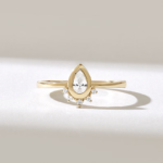 Pear Natural Diamond Tiara Ring |Bezel Natural Diamond Solitaire Ring Women - Image 2