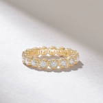 Pave Natural Diamond Eternity Ball Ring | 18K Solid Gold Wedding Band | Stackable Ring - Image 4