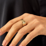 十字交叉戒指：18K 純金多串女士個性戒指