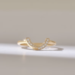 Arched Nesting Ring | Pave Natural Diamond Curve Ring 14k Solid Gold | Minimalist Ring - Image 2