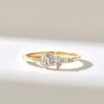 0.30ctw Natural Diamond Cluster Engagement Ring: 18k Minimalist Solid Gold Promise Ring - Image 2
