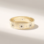 14K Solid Gold Sapphire Flower Band - Image 5