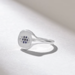 18K Solid Gold Evil Eye Signet Ring All-Seeing Eye Protection with Pave Sapphire - Image 6