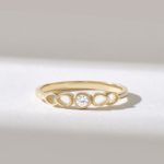 14k Bezel Natural Diamond Solo Promise Ring | Solid Gold Small Engagement Ring for Women - Image 2