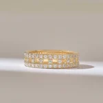 18k Open Squares Pave Wedding Band: Iced Out Diamond Full Eternity Matching Band - Image 2