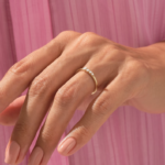 Natural Diamond Ascending Round Wedding Ring, Pave Composition Stacking Ring for Women