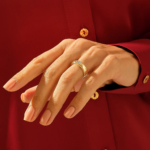 Two Natural Diamond Dome Ring, Gold Chunky Wedding Band Women, 0.49CT Natural Diamond Bombe Ring - Image 3