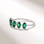 14K Solid Gold 5 Stone Oval Emerald Ring - Image 5