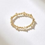 14k Gold Natural Diamond Stacking Ring: Minimalist Dot Eternity Band with Thin Design - Image 7