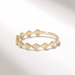 Natural Diamond Wedding Ring: 18K Solid Gold Geometric Band for Women - Image 4