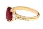 18K Solid Gold Oval-Cut Ruby and Diamond Solitaire Ring - Image 2