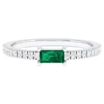 18K Solid Gold 0.4 Carat Diamond & Emerald Alternating Infinity Band - Image 2