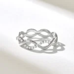 Natural Diamond Twisted Infinity Ring | Pave Natural Diamond Stacking Ring | Open Twist Ring - Image 5