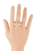 18K Solid Gold Diamond and Multi-Sapphire Eternity Cocktail Ring - Image 3