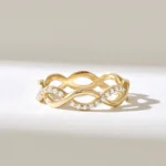 Natural Diamond Twisted Infinity Ring | Pave Natural Diamond Stacking Ring | Open Twist Ring - Image 2