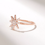 Natural Diamond Star Ring: 18K Solid Gold Celestial Statement Jewelry for Women - Image 5