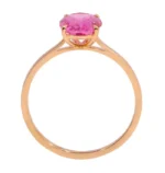 18K Solid Gold Pink Sapphire Oval-Cut Ring in Prong Setting - Image 3