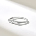 Natural Diamond Slim Star Signet Ring | 14k Flat Top Oval Pinky Ring | Solid Gold Dainty - Image 5