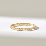 Pave Natural Diamond Bone Ring | 18K Solid Gold Bamboo Ring | Unique Knuckle Ring - Image 2