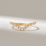 Natural Diamond Deep Curve Ring | Pave Stack Ring for Women | V Shaped Nesting Ring - Image 2