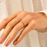 14k Gold Natural Diamond Cluster Wedding Ring: Minimalist Stacking Band for Her - Image 2