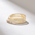 Pave Moissanite Diamond Triple Band Ring, 18k Gold Crossover Statement Ring - Image 6