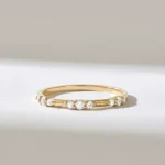 Round Alternating Natural Diamond Ring | 1.30MM Slim Marriage Ring | Tiny Natural Diamond Ring - Image 2