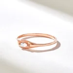 Bezel Natural Diamond Pinky Ring | 18K Solid Gold Minimalist Signet Ring Women - Image 5