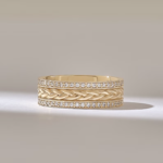 Pave Natural Diamond Matching Alliance | Braided Wheat Flat Top Marriage Band Women - Image 2