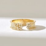 Natural Diamond Open Wedding Band,18k Cuff Rings for Women, Wrap Around Gap Ring - Image 2