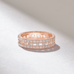 18k Open Squares Pave Wedding Band: Iced Out Diamond Full Eternity Matching Band - Image 4