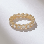 Pave Natural Diamond Eternity Ball Ring | 18K Solid Gold Wedding Band | Stackable Ring - Image 7